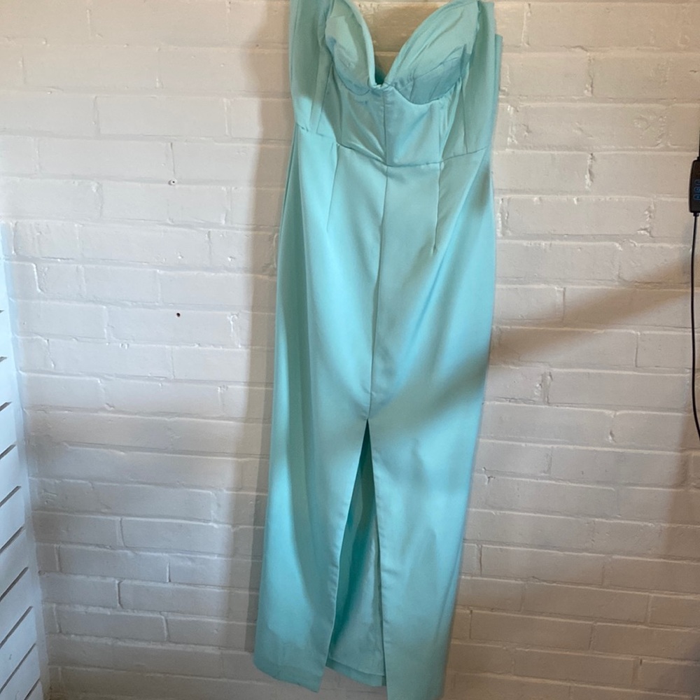 Strapless Midi Dress in Light Aqua